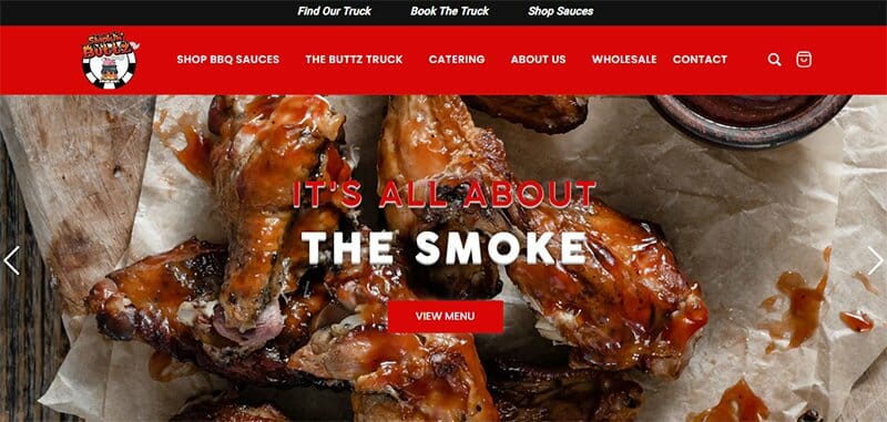 16. Smokin’ Buttz - Food Truck Website Example