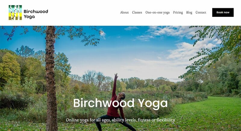 17. Birchwood Yoga - Yoga Website Example