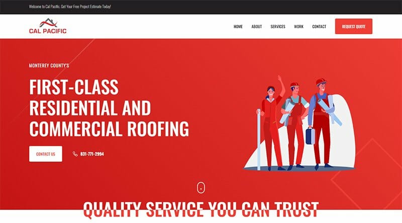 17. Cal Pacific Roofing - Handyman Website Example