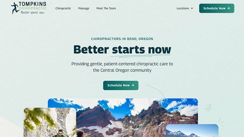 17. Tompkins Chiropractic - Massage Therapist Website Example
