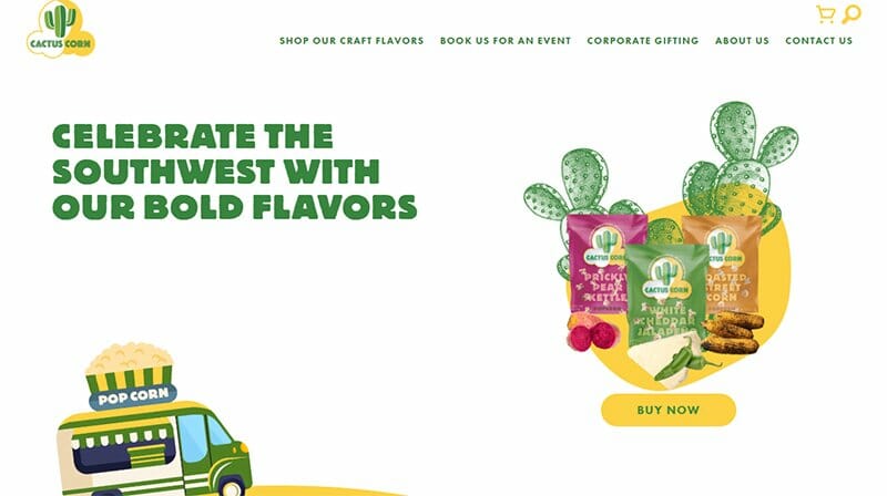 18. Cactus Corn - Food Truck Website Example