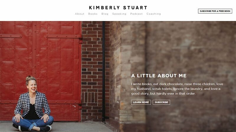 18. Kimberly Stuart - Author Websites Example
