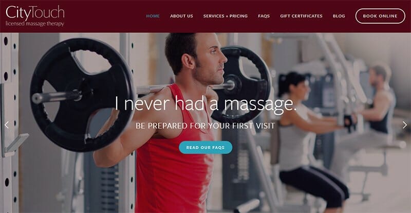 19. CityTouch - Massage Therapist Website Example