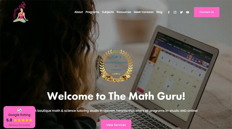 2. The Math Guru - Teacher Website Example