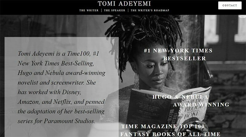 2. Tomi Adeyemi - Author Websites Example