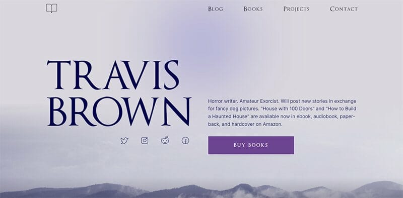 20. Travis Brown - Author Websites Example