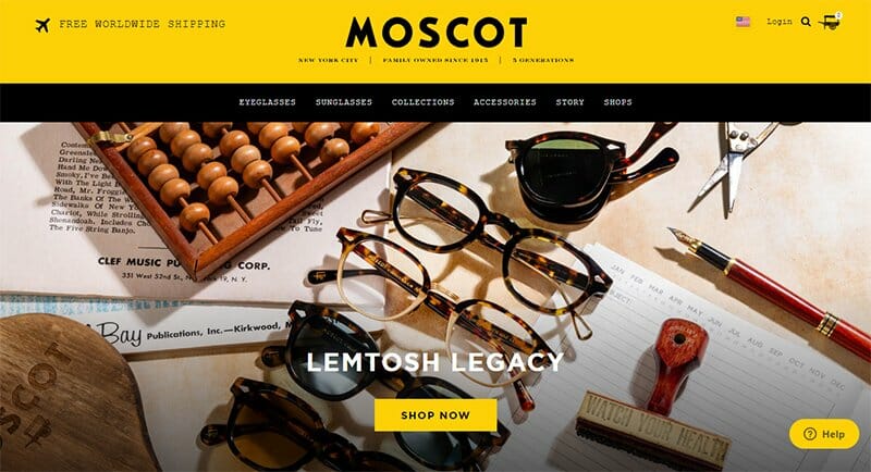 21. Moscot - Modern Website Example