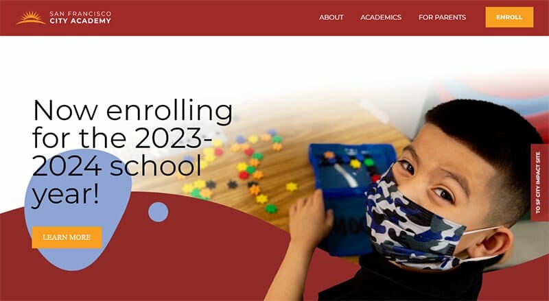 22. San Francisco City Academy - School Websites Design Example
