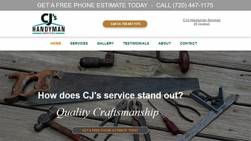 25. CJ’s Handyman- Handyman Website Example
