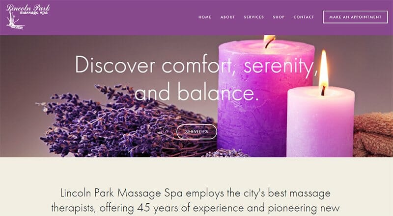 25. Lincoln Park Massage - Massage Therapist Website Example