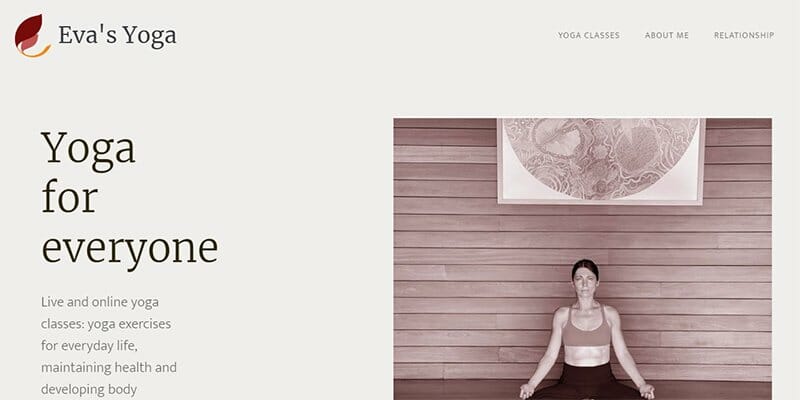 27. Eva's Yoga - Yoga Website Example