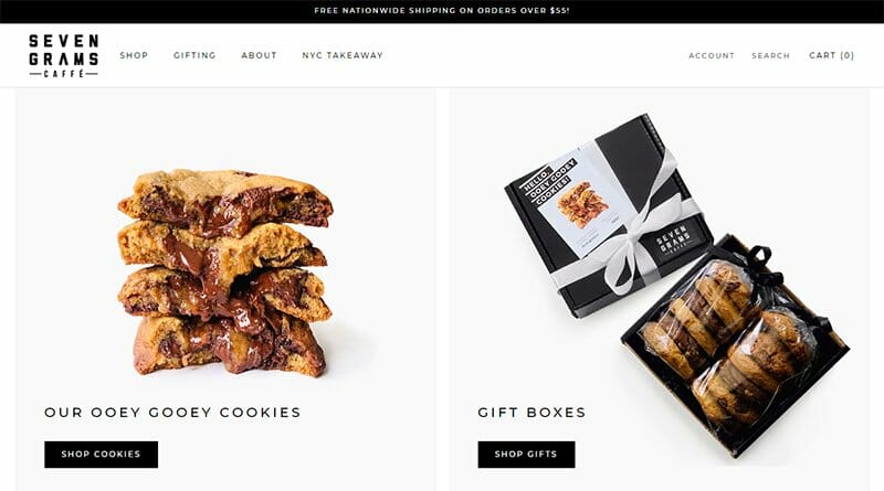 28. Seven Grams Caffe - Modern Website Example