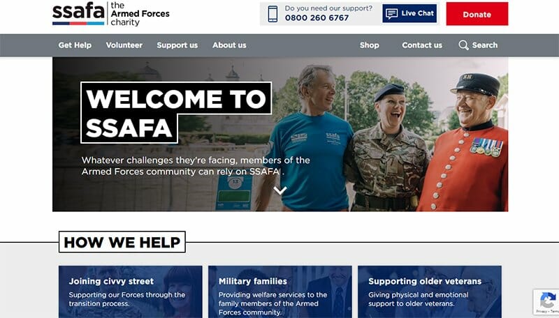 29. SSAFA - Charity Website Example