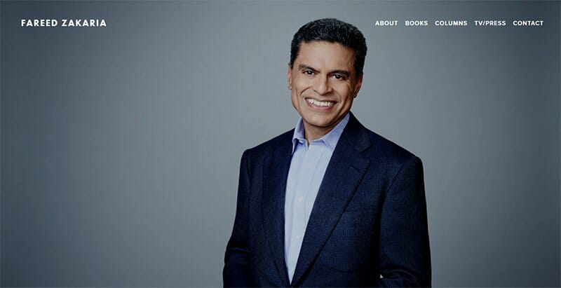 30. Fareed Zakaria - Author Websites Example