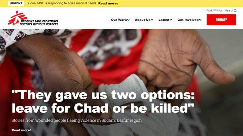 31. Doctors Without Borders - Charity Website Example