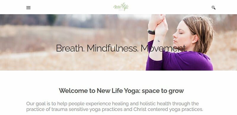 31. New Life Yoga - Yoga Website Example