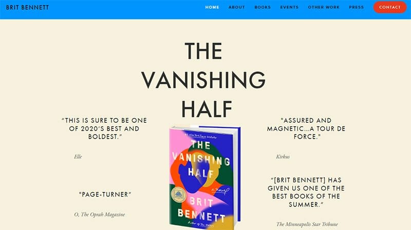 4. Brit Bennett - Author Websites Example