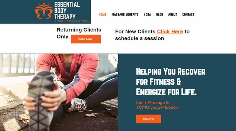 4. Essential Body Therapy - Massage Therapist Website Example