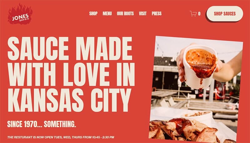 4. Jones Bar-B-Q - Modern Website Example