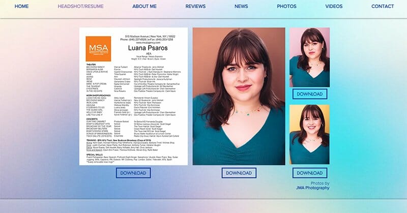 4. Luana Psaros - Resume Website Example
