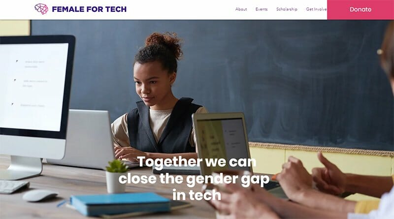 5. Female for Tech - Charity Website Example