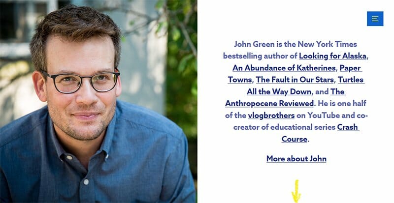 6. John Green - Author Websites Example