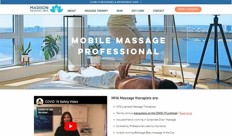 6. Madison Healing Art - Massage Therapist Website Example