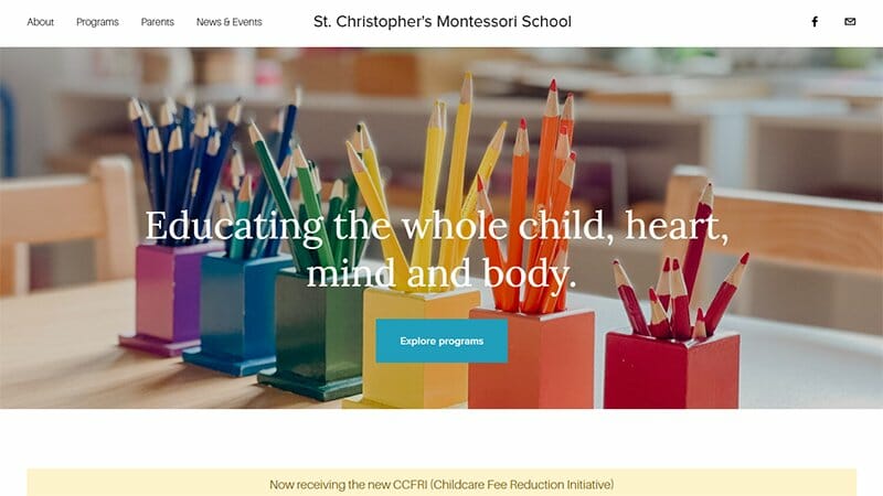 7. St. Christopher’s Montessori School - School Websites Design Example