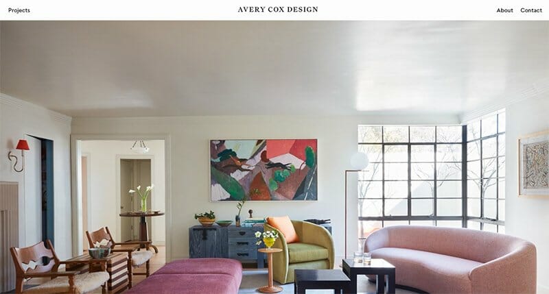 8. Avery Cox Design - Modern Website Example