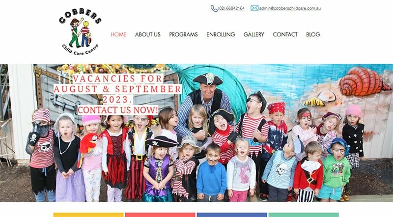 8. Cobbers Child Care Centre - School Websites Design Example