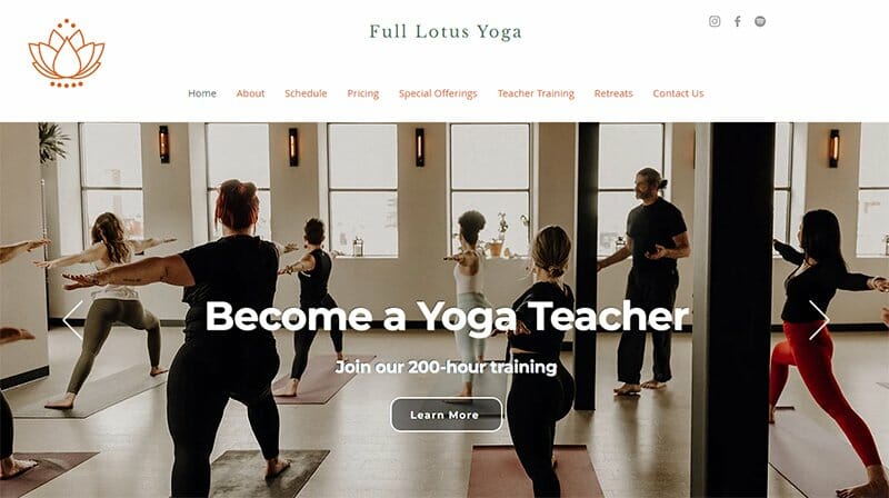 8. Full Lotus Yoga - Yoga Website Example