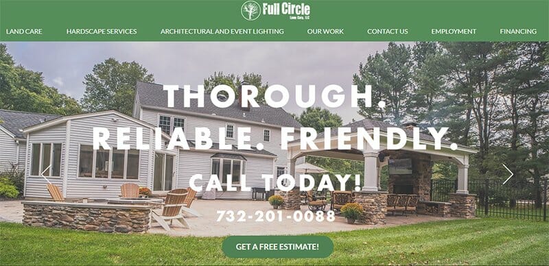9. Full Circle Lawn Care - Handyman Website Example