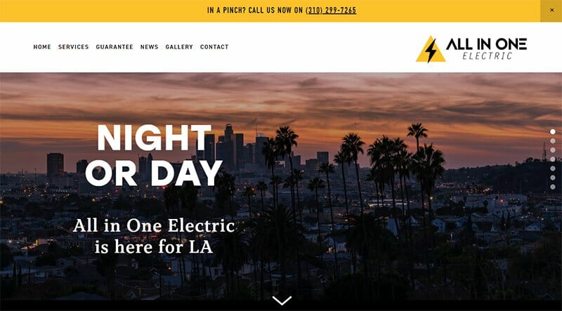 1. All in One Electric - Electrician Website Example