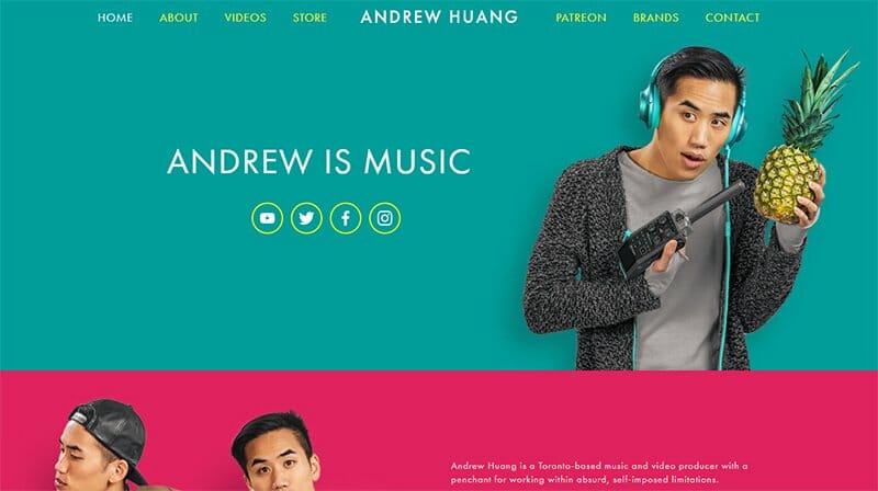 1. Andrew Huang - Singer and Songwriter Website Example
