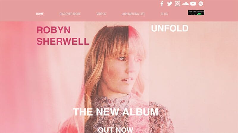 10. Robyn Sherwell - Singer and Songwriter Website Example