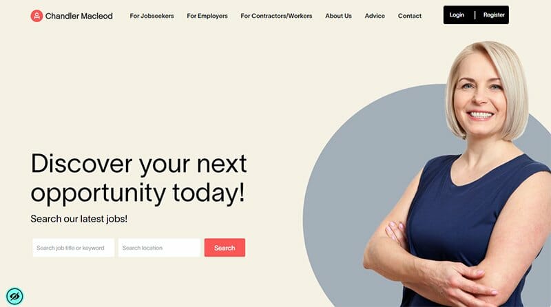 12. Chandler Macleod - Recruitment Website Design Example