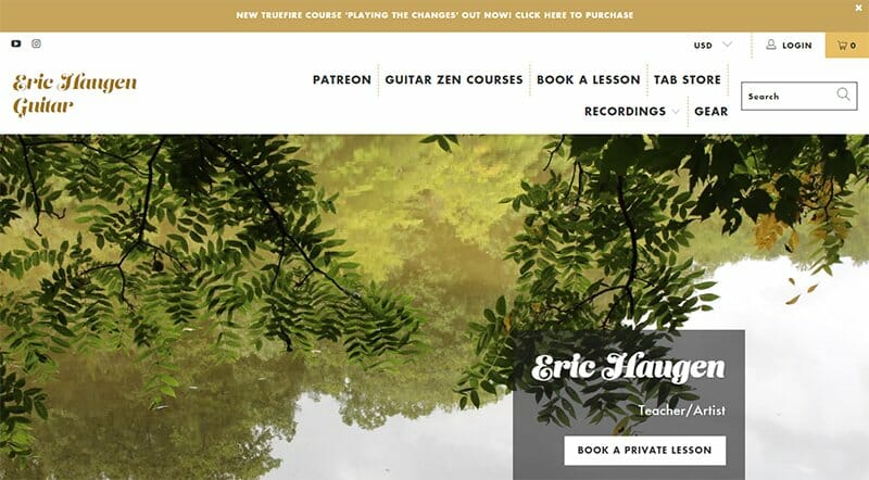 12. Eric Haugen - Singer and Songwriter Website Example