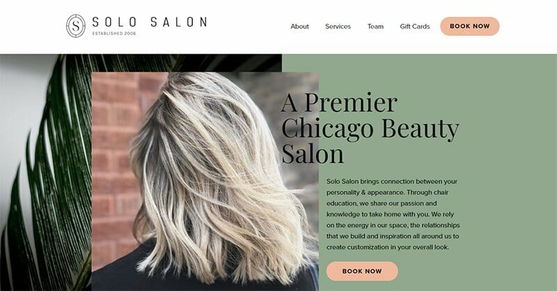 12. Solo Salon - Barbershop Website Example