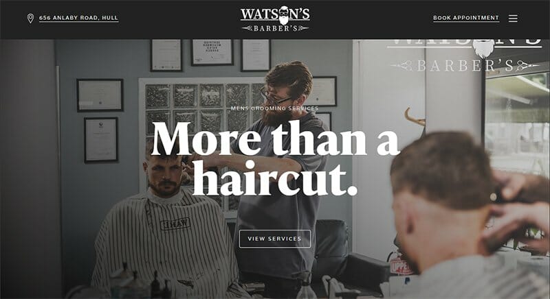 13. Watson's Barber's - Barbershop Website Example