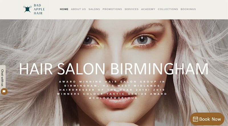 16. Bad Apple Hair - Barbershop Website Example