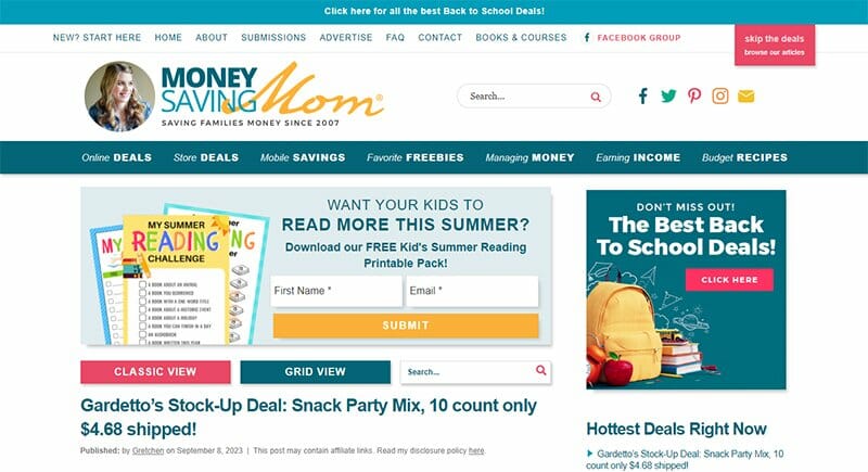 16. Money Saving Mom - Family Website Example