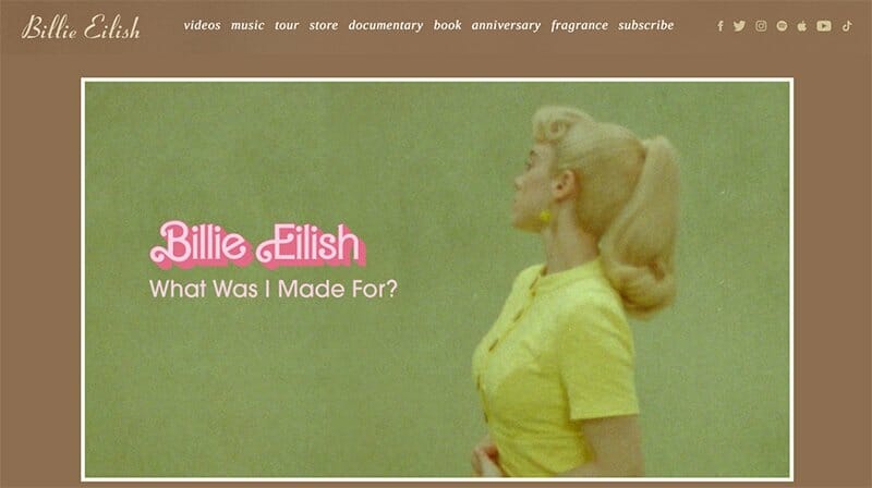 17. Billie Eilish - Singer and Songwriter Website Example
