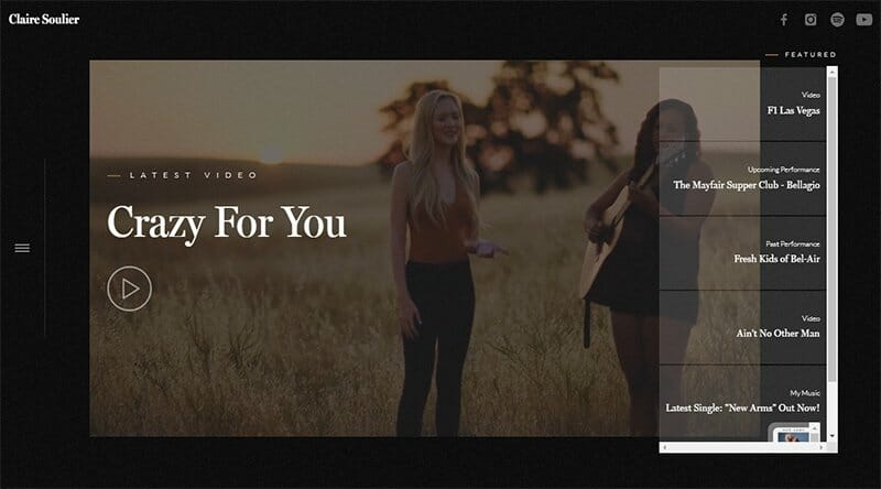19. Claire Soulier - Singer and Songwriter Website Example