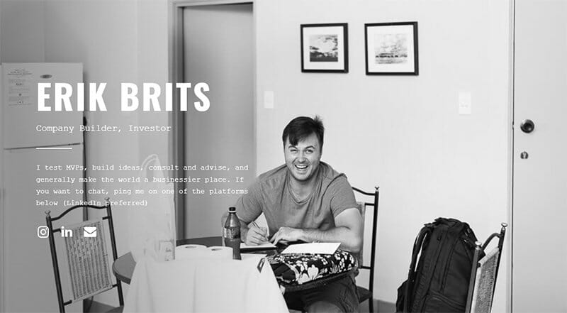 2. Erik Brits - Carrd Examples And Ideas