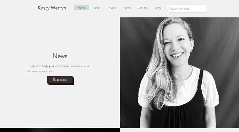 20. Kristy Merryn - Singer and Songwriter Website Example