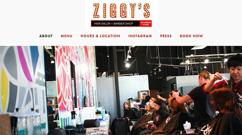 21. Ziggy's Hair L.A. - Barbershop Website Example