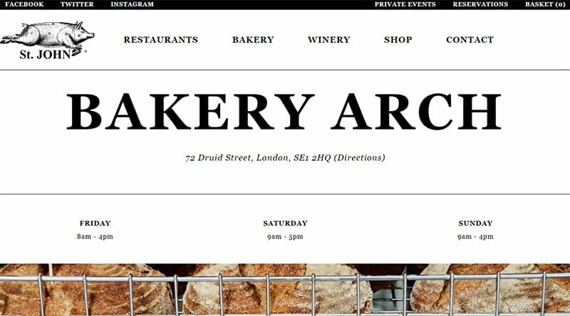 25. St. John Bakery Arch - Bakery Website Example