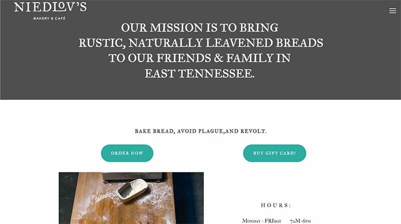 29. Niedlov’s Bakery & Cafe - Bakery Website Example