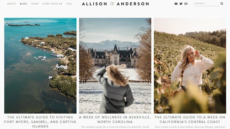 3. Allison Anderson - Inspiring Travel Blog Example