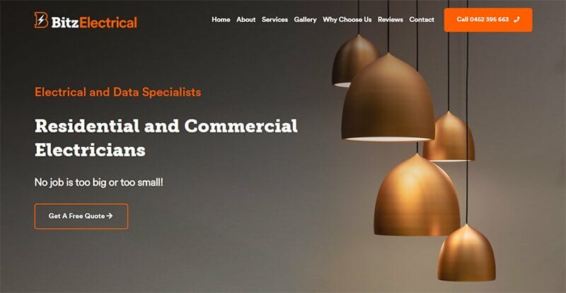 3. Blitz Electrical - Electrician Website Example